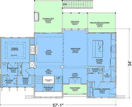 Contemporary, European, French Country, Traditional House Plan 101821 with 3 Beds, 4 Baths First Level Plan
