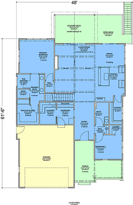 Contemporary, Country, Craftsman, Farmhouse, Ranch, Traditional House Plan 101825 with 3 Beds, 3 Baths, 2 Car Garage First Level Plan