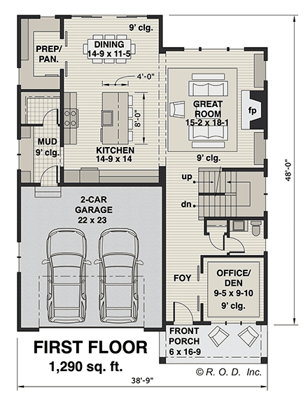 Contemporary, Country, Craftsman, Farmhouse, New American House Plan 101902 with 4 Beds, 4 Baths, 2 Car Garage First Level Plan