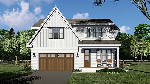 Contemporary, Country, Craftsman, Farmhouse, New American House Plan 101902 with 4 Beds, 4 Baths, 2 Car Garage Elevation