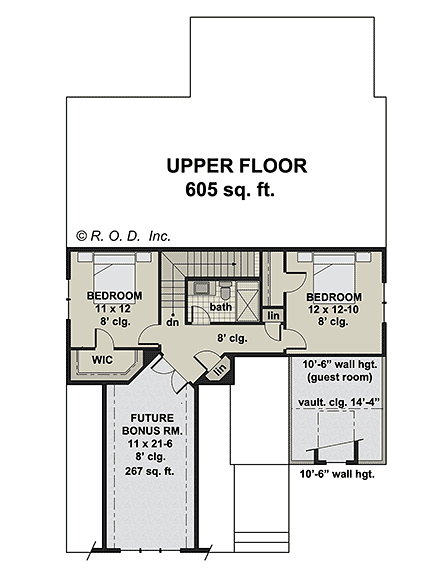 Country, Craftsman, Farmhouse, New American House Plan 101903 with 3 Beds, 3 Baths, 2 Car Garage Second Level Plan
