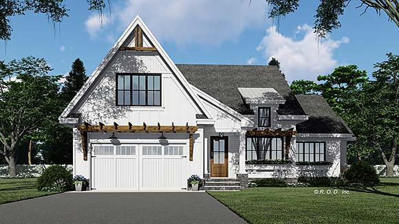 Country, Craftsman, Farmhouse, New American House Plan 101904 with 4 Beds, 3 Baths, 2 Car Garage Elevation