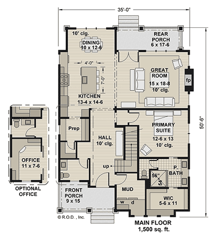Contemporary, Cottage, Craftsman, Farmhouse House Plan 101906 with 3 Beds, 3 Baths First Level Plan