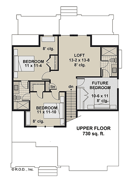 Contemporary, Cottage, Craftsman, Farmhouse House Plan 101906 with 3 Beds, 3 Baths Second Level Plan