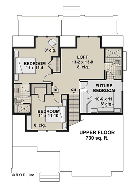Cottage, Craftsman, Farmhouse House Plan 101907 with 3 Beds, 4 Baths Second Level Plan