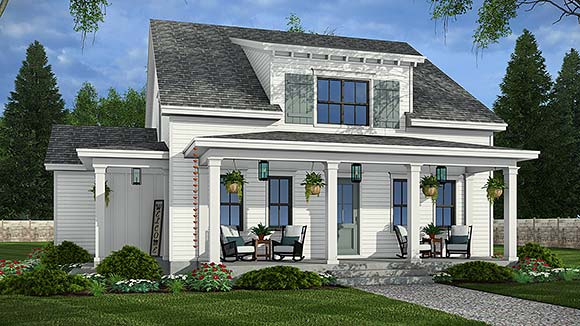 Contemporary, Country, Farmhouse House Plan 101910 with 4 Beds, 5 Baths Elevation