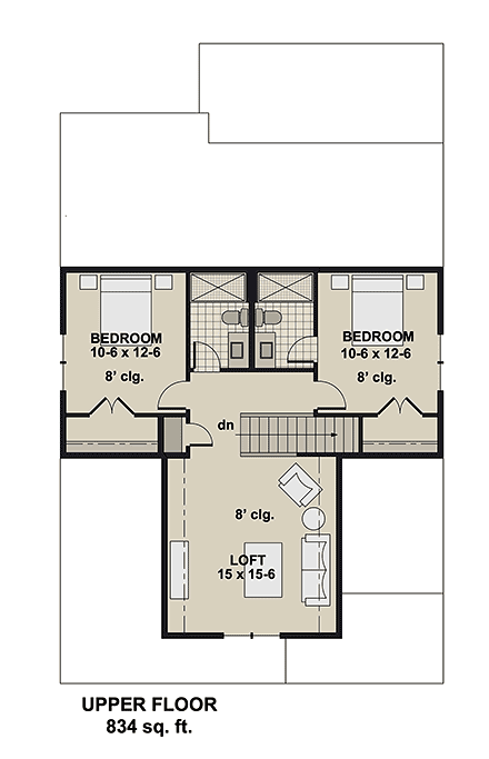 Country, Farmhouse House Plan 101915 with 3 Beds, 4 Baths, 2 Car Garage Second Level Plan