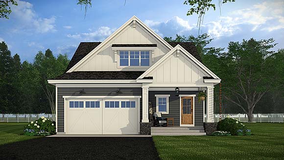 Bungalow, Country, Craftsman, Traditional House Plan 101918 with 3 Beds, 4 Baths, 2 Car Garage Elevation