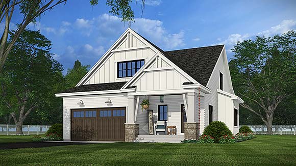 Contemporary, Country, Farmhouse, New American House Plan 101920 with 4 Beds, 4 Baths, 2 Car Garage Elevation