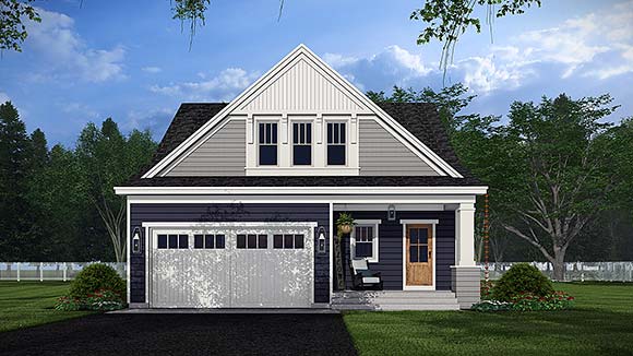 Bungalow, Country, Craftsman, Traditional House Plan 101923 with 4 Beds, 4 Baths, 2 Car Garage Elevation