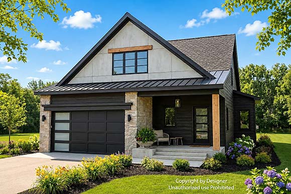 Bungalow, Contemporary, Country, Craftsman House Plan 101929 with 4 Beds, 4 Baths, 2 Car Garage Elevation