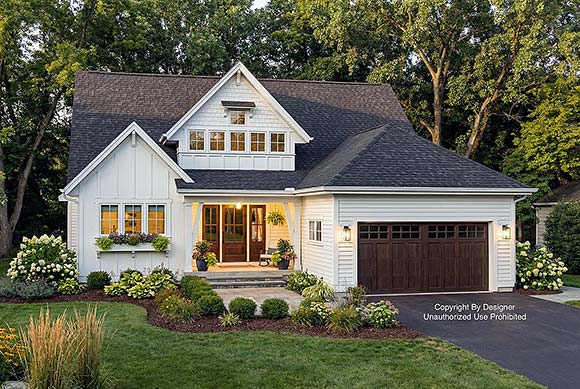 Contemporary, Country, Farmhouse, New American House Plan 101935 with 3 Beds, 4 Baths, 2 Car Garage Elevation
