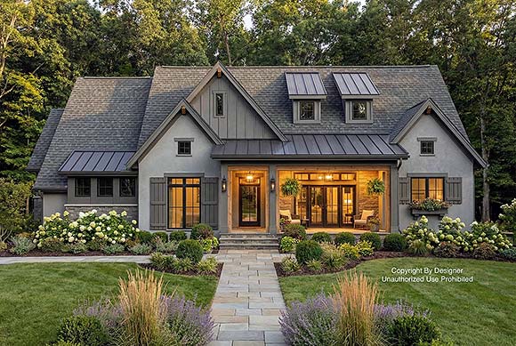 Contemporary, Farmhouse, New American, Traditional House Plan 101937 with 3 Beds, 3 Baths, 2 Car Garage Elevation