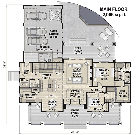 Contemporary, Country, Farmhouse, New American House Plan 101942 with 5 Beds, 5 Baths, 3 Car Garage First Level Plan