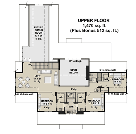 Contemporary, Farmhouse, New American House Plan 101943 with 5 Beds, 5 Baths, 3 Car Garage Second Level Plan