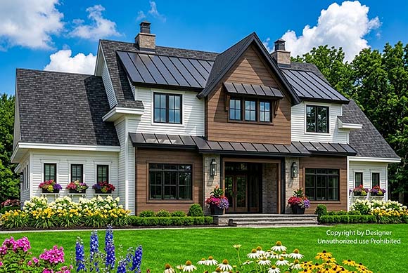 Contemporary, Farmhouse, New American House Plan 101944 with 5 Beds, 5 Baths, 3 Car Garage Elevation