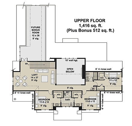 Contemporary, Country, Craftsman, Farmhouse, New American House Plan 101945 with 5 Beds, 5 Baths, 3 Car Garage Second Level Plan