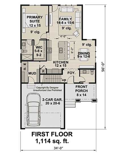 Bungalow, Country, Craftsman, Traditional House Plan 101954 with 4 Beds, 4 Baths, 2 Car Garage First Level Plan