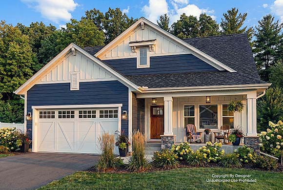 Craftsman, Traditional House Plan 101960 with 3 Beds, 2 Baths, 2 Car Garage Elevation