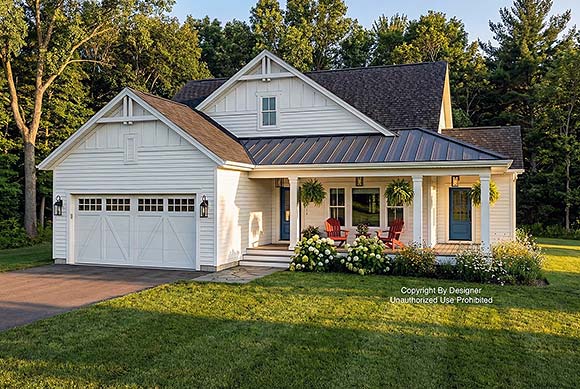 Contemporary, Country, Farmhouse House Plan 101961 with 3 Beds, 2 Baths, 2 Car Garage Elevation