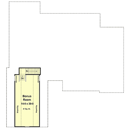 Farmhouse, Ranch, Traditional House Plan 102000 with 3 Beds, 3 Baths, 2 Car Garage Second Level Plan
