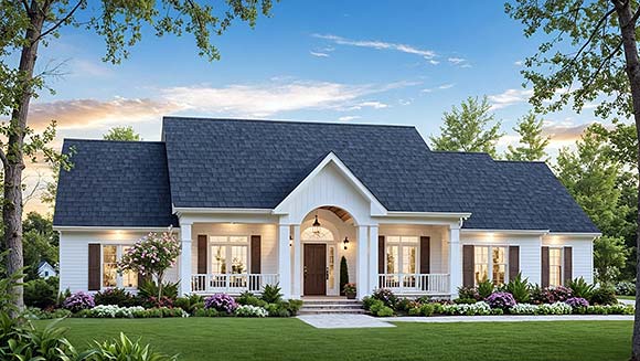 Contemporary, Farmhouse, Ranch, Traditional House Plan 102001 with 4 Beds, 4 Baths, 2 Car Garage Elevation