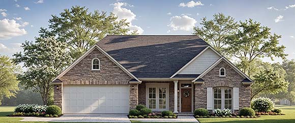 Farmhouse, Ranch, Traditional House Plan 102010 with 3 Beds, 2 Baths, 2 Car Garage Elevation