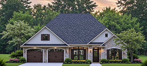 Ranch, Southern, Traditional House Plan 102014 with 3 Beds, 3 Baths, 2 Car Garage Elevation