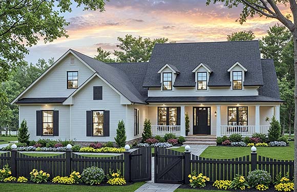 Country, Farmhouse, Traditional House Plan 102015 with 4 Beds, 3 Baths, 2 Car Garage Elevation