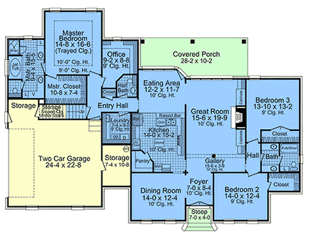 European, French Country, Ranch, Traditional House Plan 102022 with 4 Beds, 4 Baths, 2 Car Garage First Level Plan
