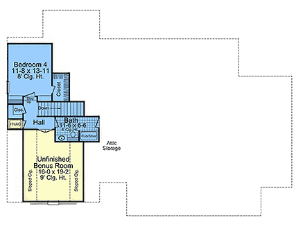 European, French Country, Ranch, Traditional House Plan 102022 with 4 Beds, 4 Baths, 2 Car Garage Second Level Plan