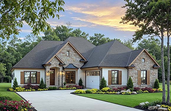European, Ranch, Traditional House Plan 102024 with 3 Beds, 2 Baths, 2 Car Garage Elevation