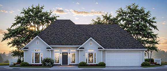 European, Ranch, Traditional House Plan 102030 with 2 Beds, 2 Baths, 2 Car Garage Elevation