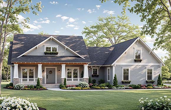 Cottage, Country, Craftsman House Plan 102034 with 3 Beds, 3 Baths, 2 Car Garage Elevation