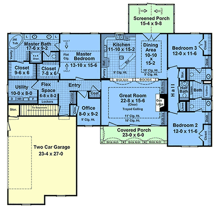 European, French Country, Traditional House Plan 102038 with 3 Beds, 3 Baths, 2 Car Garage First Level Plan