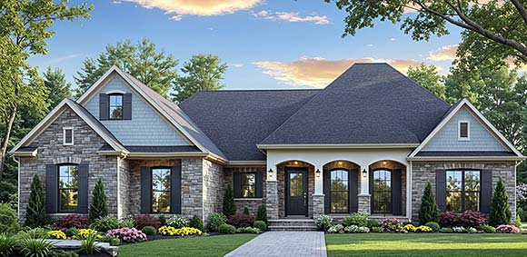 European, French Country, Traditional House Plan 102038 with 3 Beds, 3 Baths, 2 Car Garage Elevation