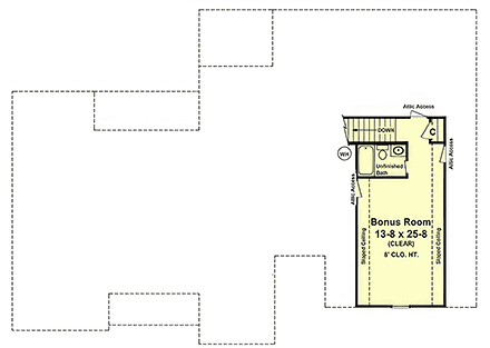 Craftsman, Farmhouse, French Country, Ranch House Plan 102040 with 3 Beds, 3 Baths, 2 Car Garage Second Level Plan