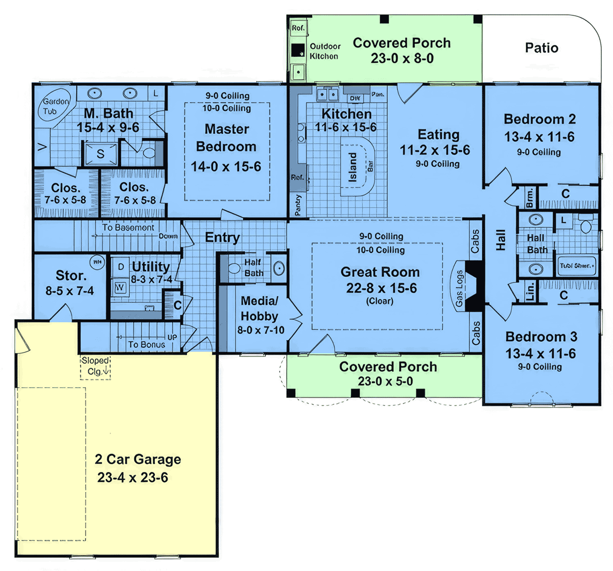 101 House Plans with a Bonus Room (Most Over the Garage), image size:1200x1118