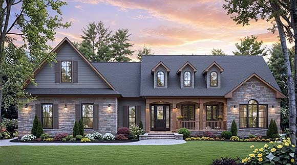 Country, Farmhouse, Ranch House Plan 102048 with 3 Beds, 3 Baths, 2 Car Garage Elevation