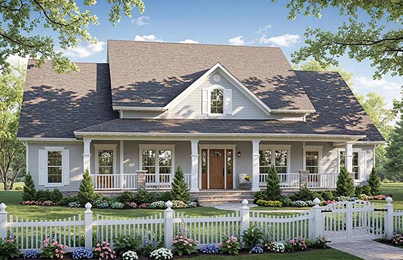 Country, Farmhouse, Traditional House Plan 102050 with 4 Beds, 3 Baths, 2 Car Garage Elevation