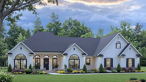 Country, Ranch, Southern, Traditional House Plan 102054 with 3 Beds, 3 Baths, 2 Car Garage Elevation