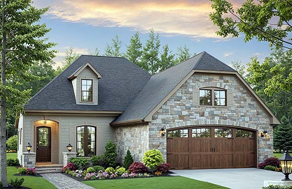 Country, European, French Country House Plan 102055, 2 Car Garage Elevation