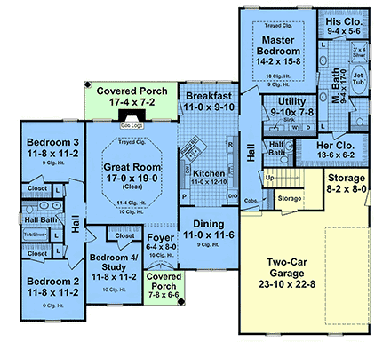 Country, European, Traditional House Plan 102057 with 4 Beds, 3 Baths, 2 Car Garage First Level Plan