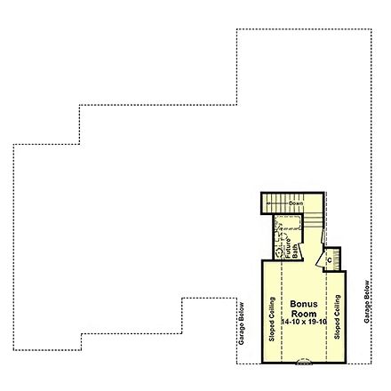 Country, European, Traditional House Plan 102057 with 4 Beds, 3 Baths, 2 Car Garage Second Level Plan