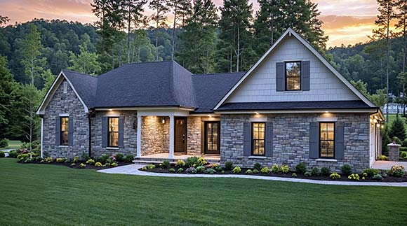Country, European, Traditional House Plan 102057 with 4 Beds, 3 Baths, 2 Car Garage Elevation