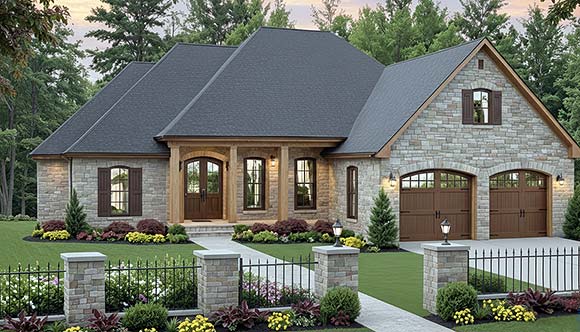 Country, European, Traditional House Plan 102058 with 4 Beds, 2 Baths, 2 Car Garage Elevation