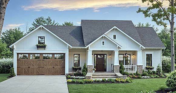 Contemporary, Craftsman, Farmhouse, Ranch House Plan 102060 with 3 Beds, 2 Baths, 2 Car Garage Elevation
