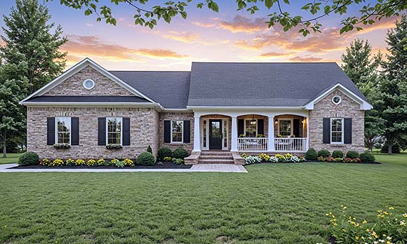 Country, Ranch, Traditional House Plan 102062 with 3 Beds, 2 Baths, 2 Car Garage Elevation