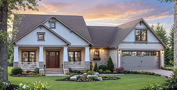 Country, Craftsman, Ranch House Plan 102063 with 3 Beds, 2 Baths, 2 Car Garage Elevation