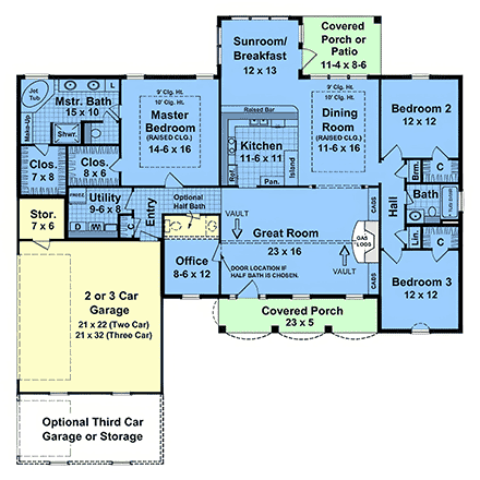 Country, Ranch, Traditional House Plan 102064 with 3 Beds, 2 Baths, 2 Car Garage First Level Plan